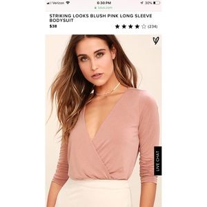 Lulu’s Blush Pink Long Sleeve Bodysuit